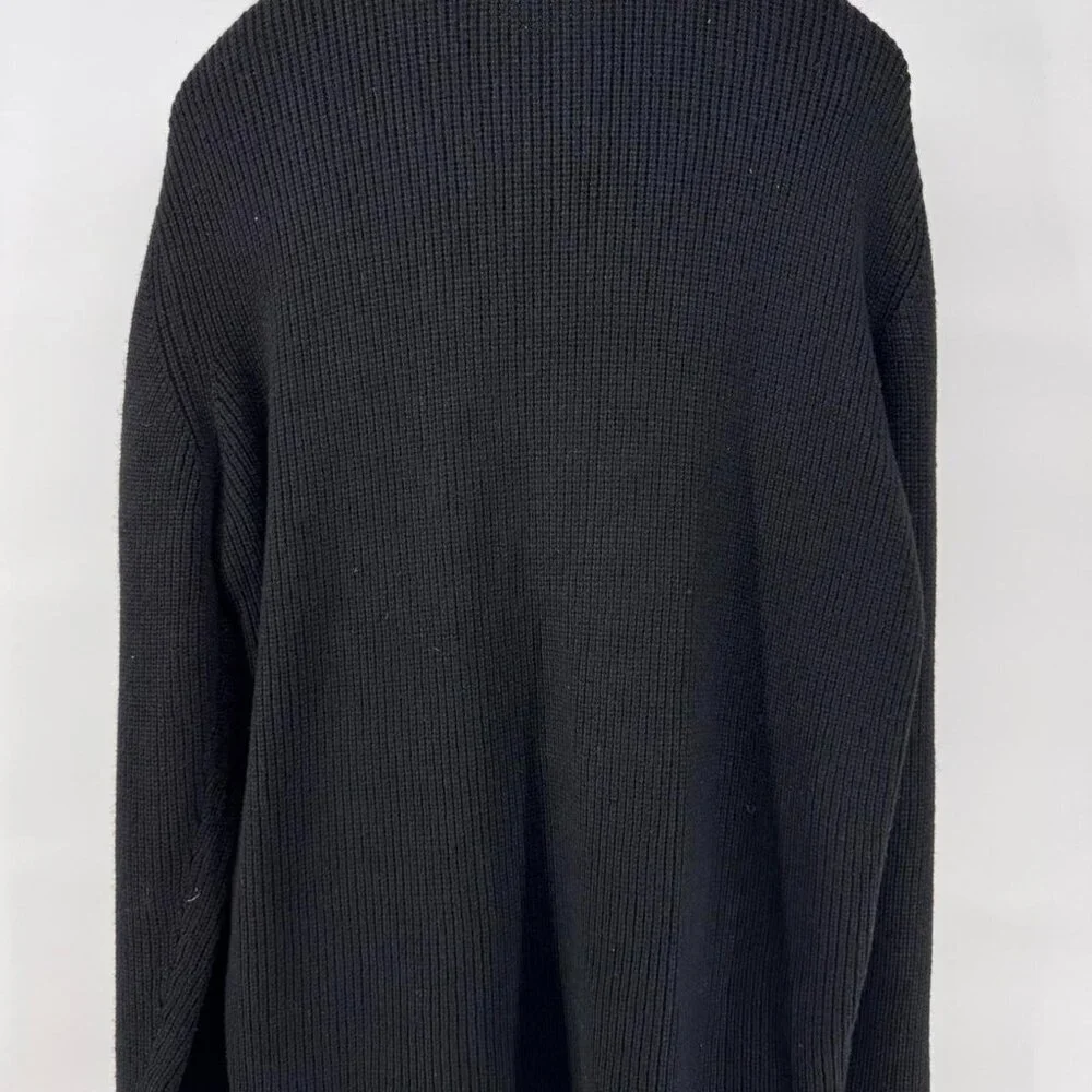 Claiborne Luxe Men’s XL Suede Front Knit Sleeve Zip Jacket Black Sweater Jacket